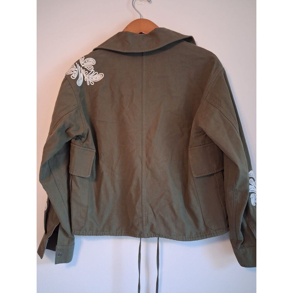 Anthropologie Dolan Embroidered Utility Jacket Green Oversized Small - Picture 4 of 11